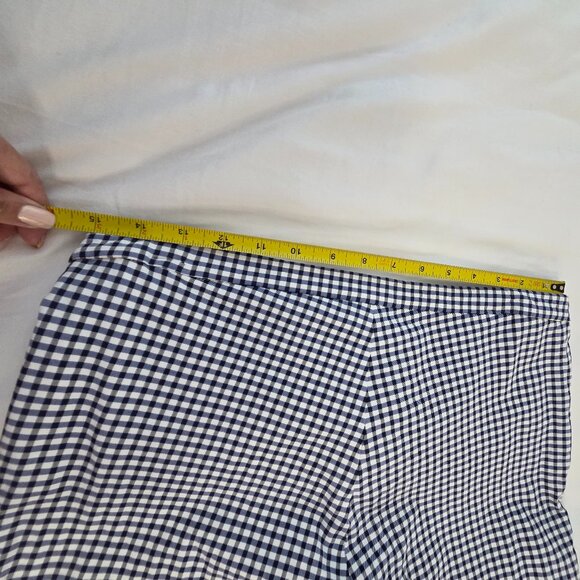 Theory Classic Skinny Pants 4 Gingham Plaid Black White Stretch Ankle Work Size - Picture 9 of 11